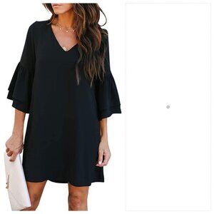 Belongsci beach cover up bell ruffle sleeves